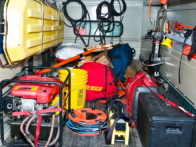 Search and rescue equipment in a truck