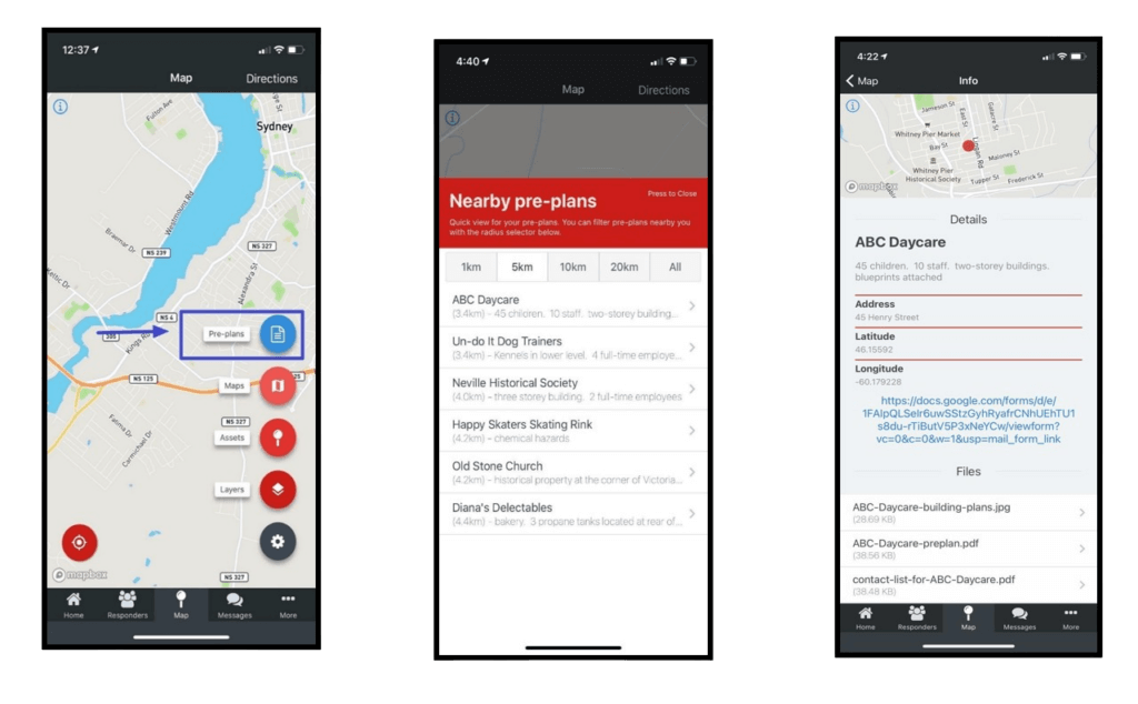 Safety Pre-plans App View