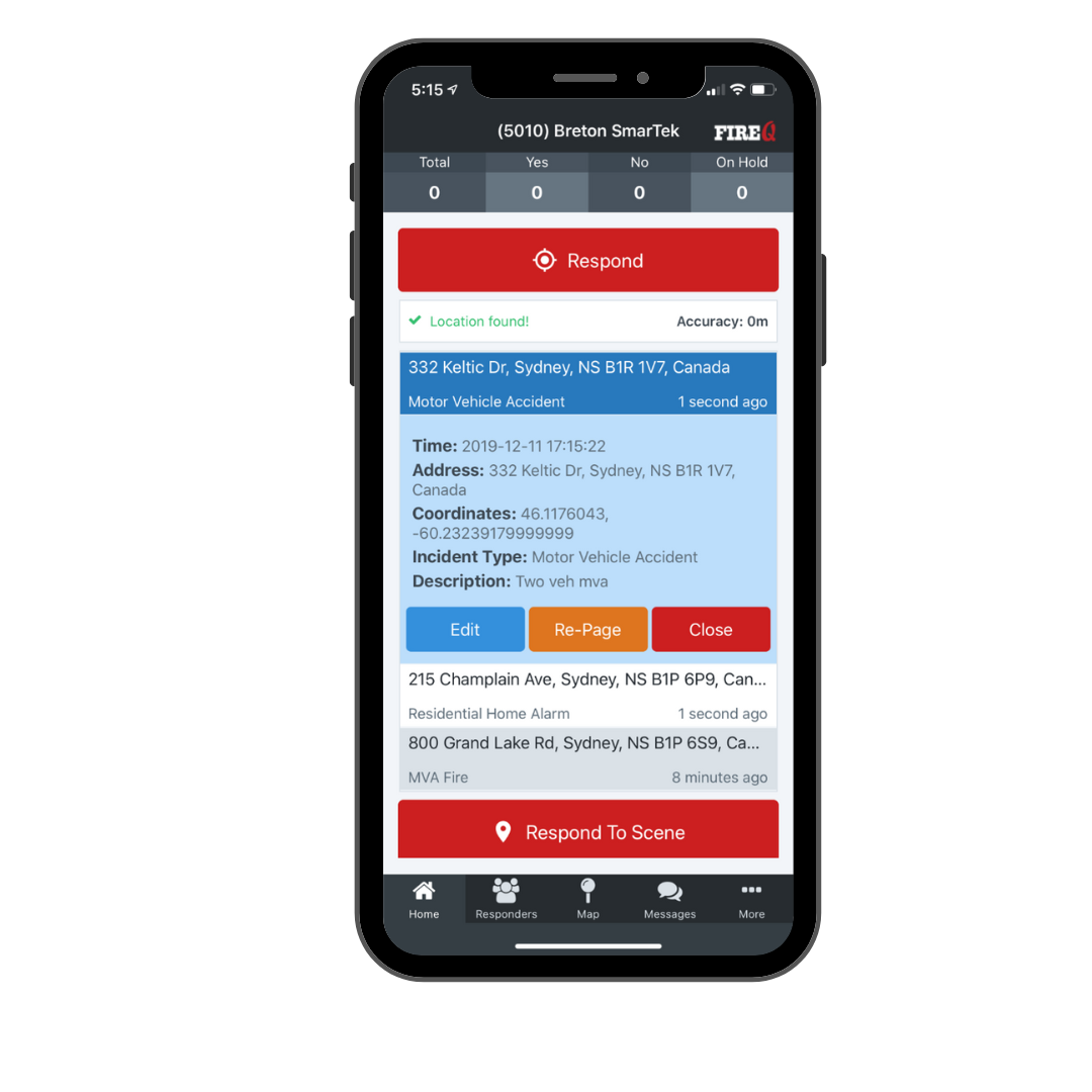 The FireQ app can show firefighters the details of more than one emergency alert.