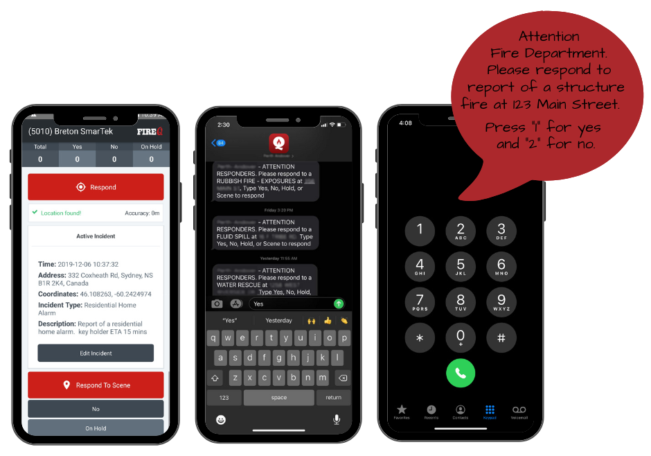 This is a screenshot that shows how firefighters can respond to an emergency using mobile incident software